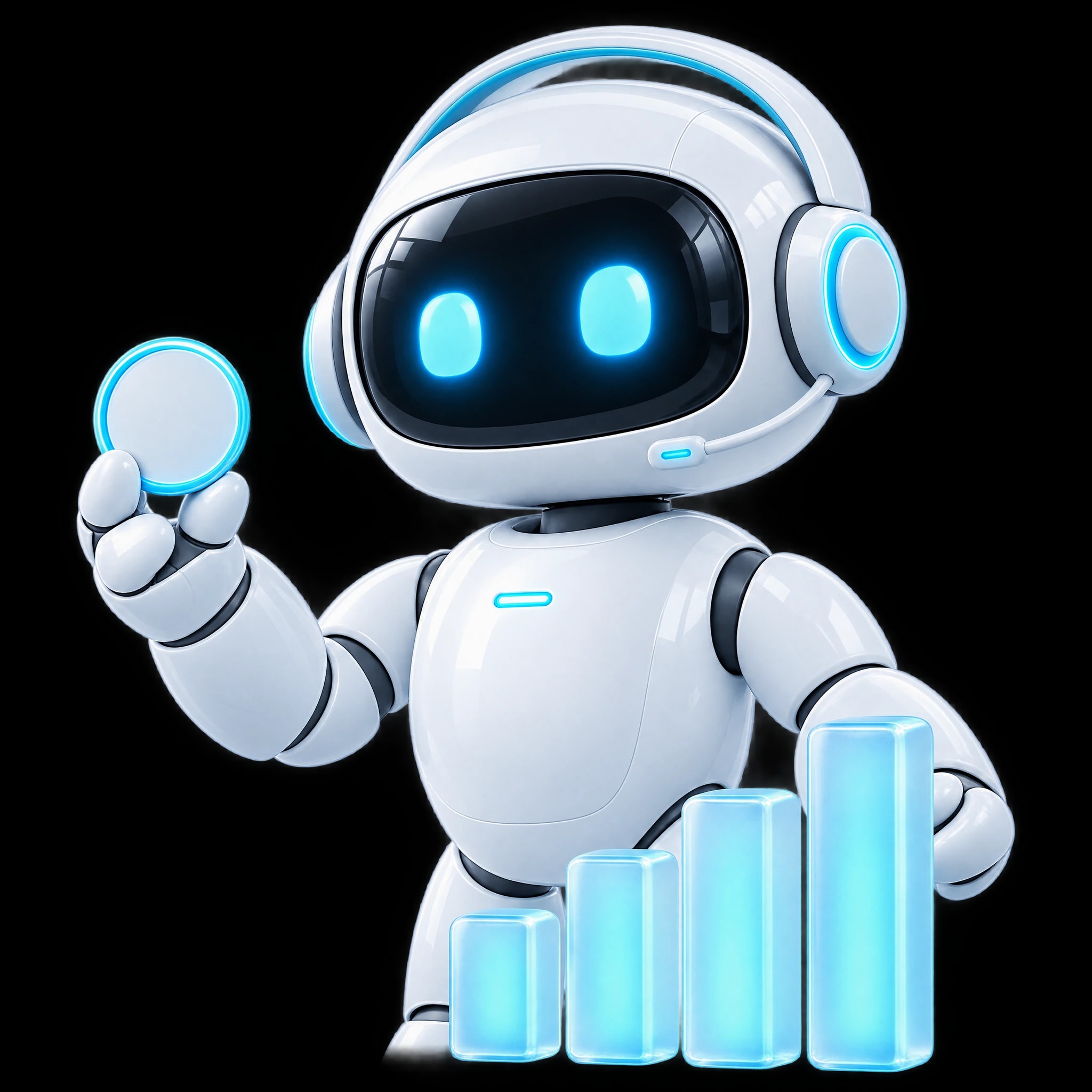 Kontu: el robot blanco de NBI, junto a unas barras de cristal y una moneda.